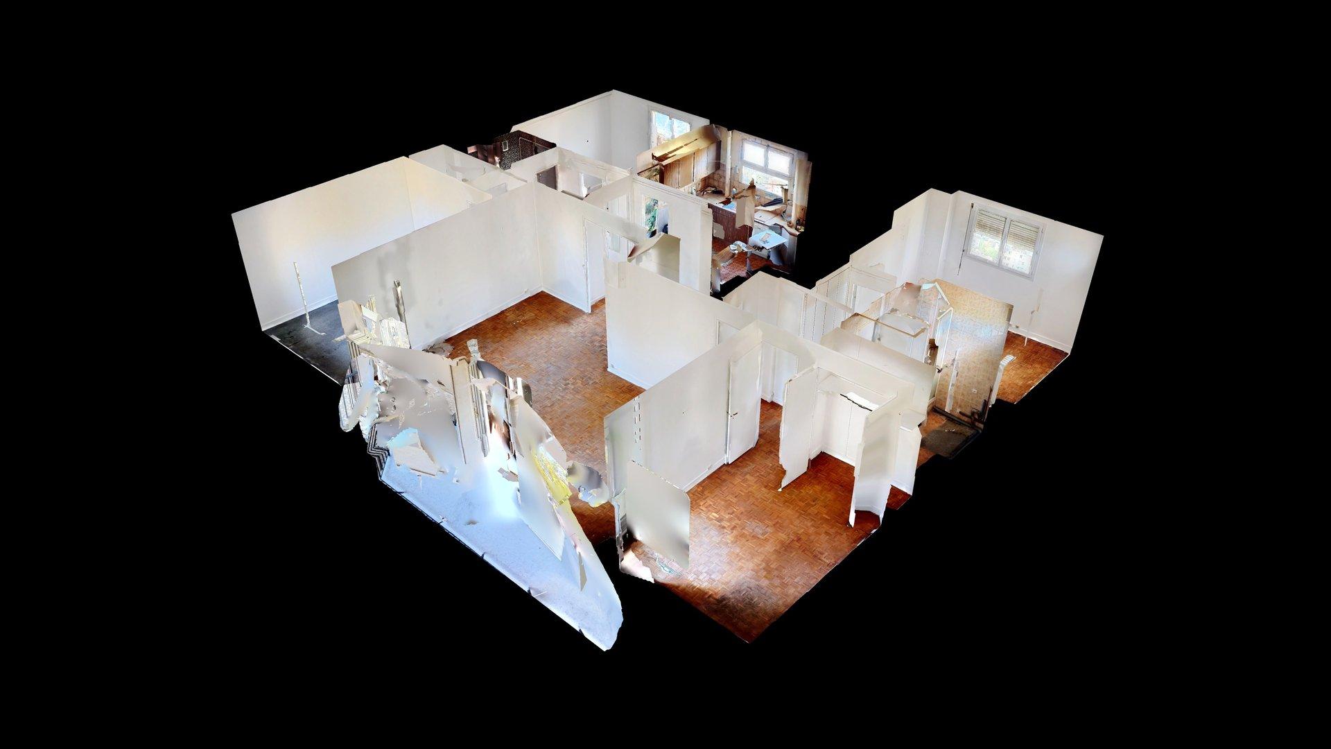 Vue 3D en maison de poupée de l’appartement